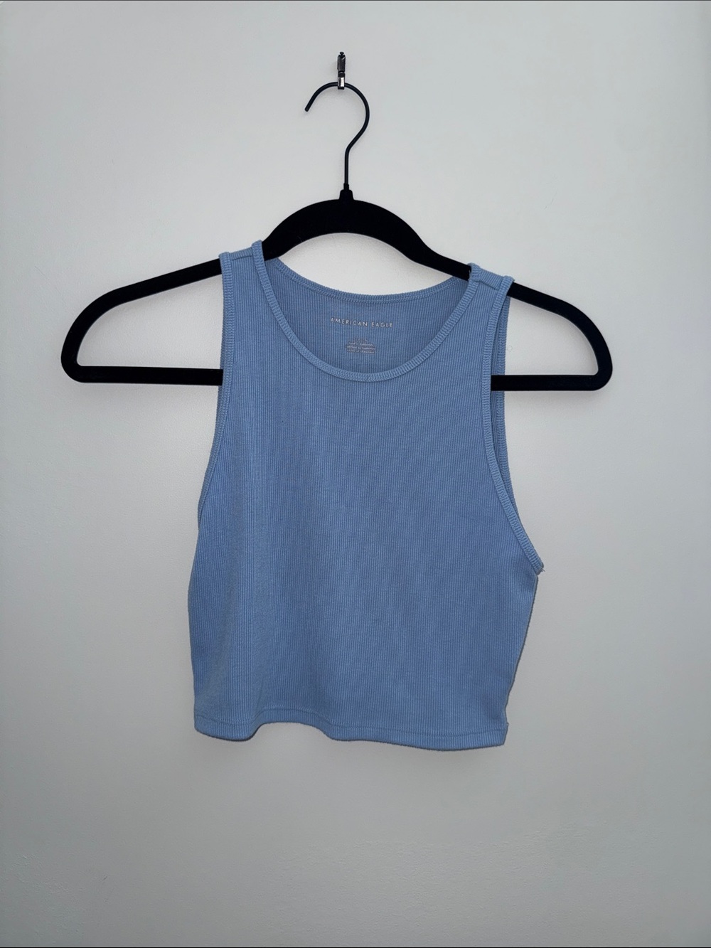 American Eagle Outfitters Dusty Blue Ribbed Cropped Tank